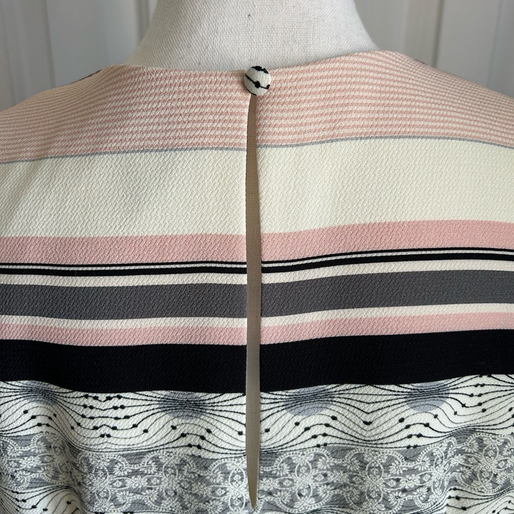 NWOT TRISTAN Midi Dress, Sleeveless, Stripes, Pink, Cream, & Black, Size 12 - Picture 4 of 6